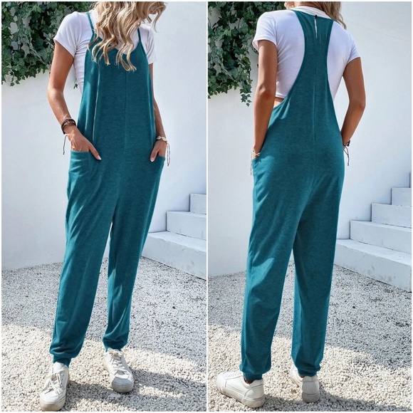 06 Boho Casual Cami Capri Jumper Jumpsuit - Picture 3 of 3